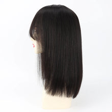 14“ Human Hair Wig for Women 6X6” Silk Top with PU Around Bob Hair with Bangs Soft Breathable Natural Scalp Free Part Neomi’ Tress and Trend