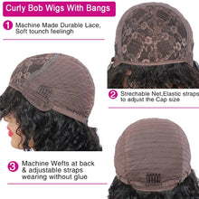 Curly Human Hair Wigs For Women 100% Human Hair Bob Wig Kinky Curly Wig With Bangs Perruque Cheveux Humain Full Machine Made Wig Neomi’ Tress and Trend