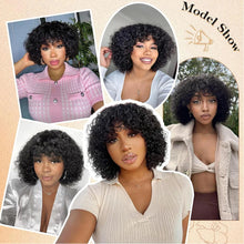 Curly Human Hair Wigs For Women 100% Human Hair Bob Wig Kinky Curly Wig With Bangs Perruque Cheveux Humain Full Machine Made Wig Neomi’ Tress and Trend