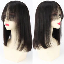 14“ Human Hair Wig for Women 6X6” Silk Top with PU Around Bob Hair with Bangs Soft Breathable Natural Scalp Free Part Neomi’ Tress and Trend