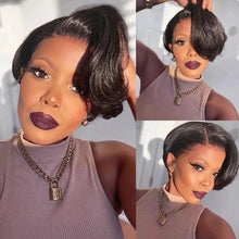 Human Hair 13X2 Wigs Short Pixie Cut Wigs Straight Bob HDTransparent Lace Frontal Wigs For Black Women 250Density Perruque Cheap Neomi’ Tress and Trend