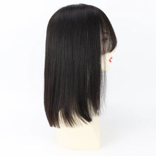 14“ Human Hair Wig for Women 6X6” Silk Top with PU Around Bob Hair with Bangs Soft Breathable Natural Scalp Free Part Neomi’ Tress and Trend