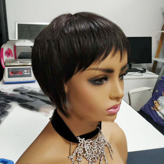Short Straight Brazilian Human Hair Wig-0
