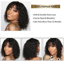 Curly Human Hair Wigs For Women Human Hair Bob Wig Kinky Curly Wig With Bangs Perruque Cheveux Humain Full Machine Made Wig Neomi’ Tress and Trend