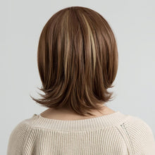 Bob Wig with Bangs for Women, Short Brown Straight Bob Wigs Shoulder Length Heat Fiber Hair Wigs Cosplay Wig for Girl