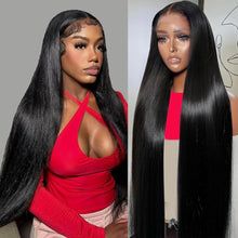 28-Inch 13X4 HD Transparent Lace Front Wig - 180 Density Straight Human Hair Wig for Women with Pre-Plucked Baby Hair in Natural Black