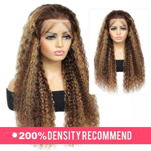 Jerry Curly Human Hair Wig with Highlight P4/30 T Closure, Glueless, Pre-Plucked and Pre-Cut Lace, 200% Density, 24 Inches, Featuring Elastic Band