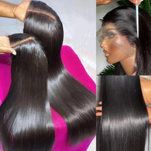 28-Inch 13X4 HD Transparent Lace Front Wig - 180 Density Straight Human Hair Wig for Women with Pre-Plucked Baby Hair in Natural Black