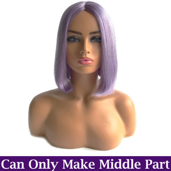 Lilac Blunt Cut Bob Wig - 10 Inch Brazilian Remy Human Hair, Non Lace Front, Middle Part, 180% Density, Ideal for Black Women