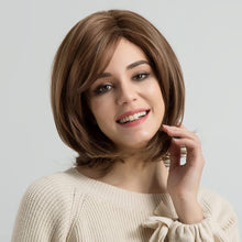 Bob Wig with Bangs for Women, Short Brown Straight Bob Wigs Shoulder Length Heat Fiber Hair Wigs Cosplay Wig for Girl