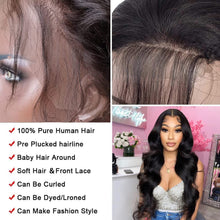 13X4 Lace Front Human Hair Wigs - Body Wave, Glueless Brazilian, 150% Density, Pre-Plucked with Bleached Knots and Baby Hair, 20 Inch for Black Women