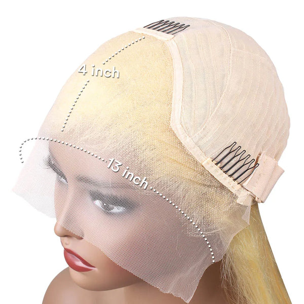 613 Transparent HD Lace Frontal Wig - 13X6 Bone Straight Blonde Human Hair Lace Front Wig - 13X4 Brazilian Pre-Plucked Human Hair