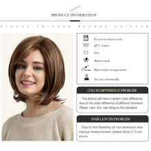 Bob Wig with Bangs for Women, Short Brown Straight Bob Wigs Shoulder Length Heat Fiber Hair Wigs Cosplay Wig for Girl