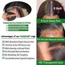 Premium HD Body Wave Lace Front Wigs for Black Women - Glueless, Pre-Plucked 10A Human Hair, 180 Density, 34 Inch, 13X6 Lace Front Design