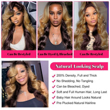 200 Density 13X6 Honey Blonde Lace Front Wigs for Women - Pre-Plucked Human Hair with Baby Hair, HD Transparent Body Wave, 18 Inch
