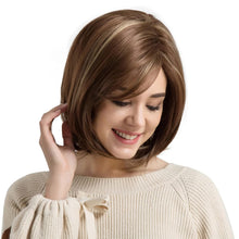 Bob Wig with Bangs for Women, Short Brown Straight Bob Wigs Shoulder Length Heat Fiber Hair Wigs Cosplay Wig for Girl